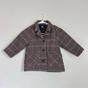 Zara Brown and Blue Checkered Coat